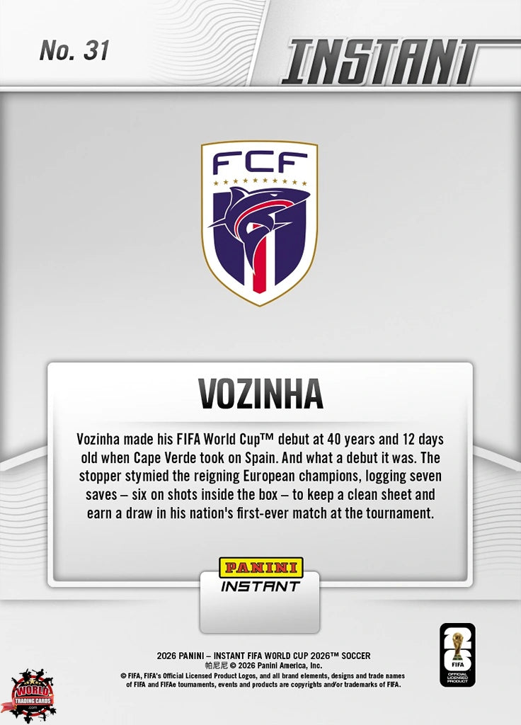PIWC031 | Panini | FIFA World Cup | 2026 | PANINI INSTANT | Vozinha | Base | RC | Exclusive USA | Limited Editions | PREORDEN