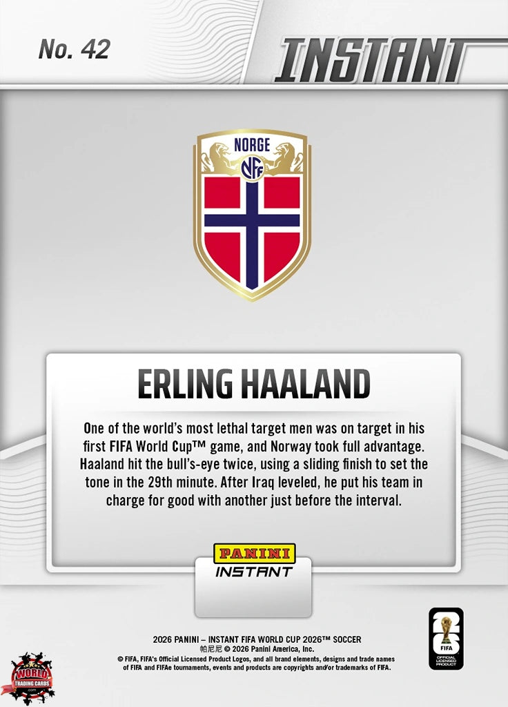 PIWC042 | Panini | FIFA World Cup | 2026 | PANINI INSTANT | Erling Haaland | Base | Exclusive USA | Limited Editions | PREORDEN | ENVÍO 40 días aproximadamente desde la fecha de compra.