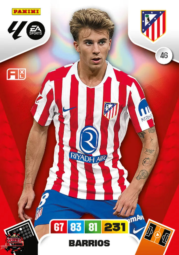 Football Trading Card-Barrios-Atlético de Madrid-Panini Adrenalyn Football Trading Card-Barrios-Atlético de Madrid-Panini Adrenalyn