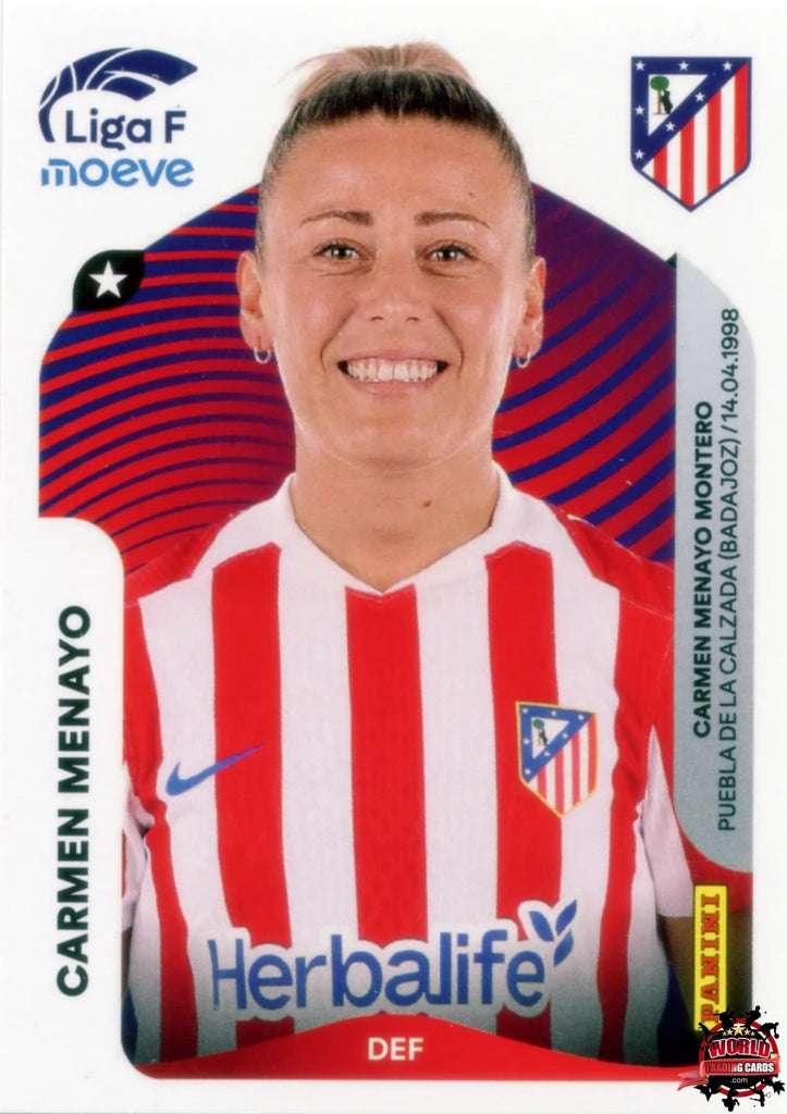 Cromo Trading Card Fútbol-Carmen Menayo-Atlético de Madrid-Panini Liga F Moeve 2025-2026-47 B -Basico