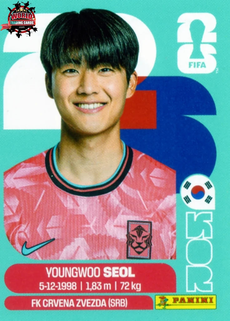 #KOR006 | Panini | Fifa World Cup Stickers | 2026 | Young-woo Seol | South Korea | Base