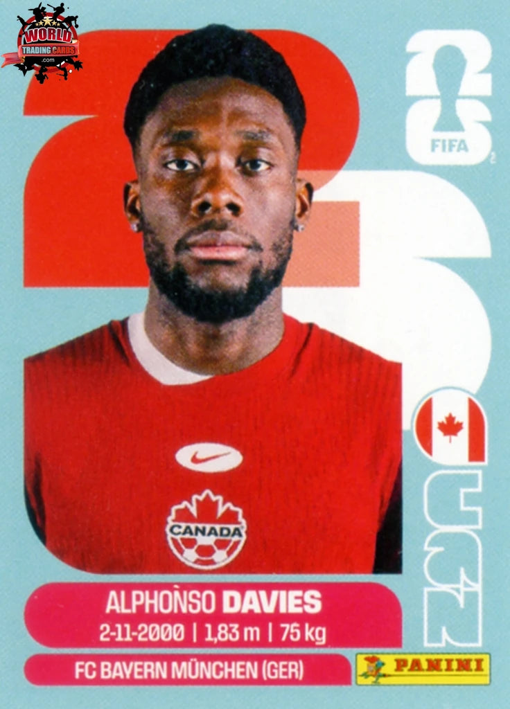 #CAN003 | Panini | Fifa World Cup Stickers | 2026 | Alphonso Davies | Canada | Base