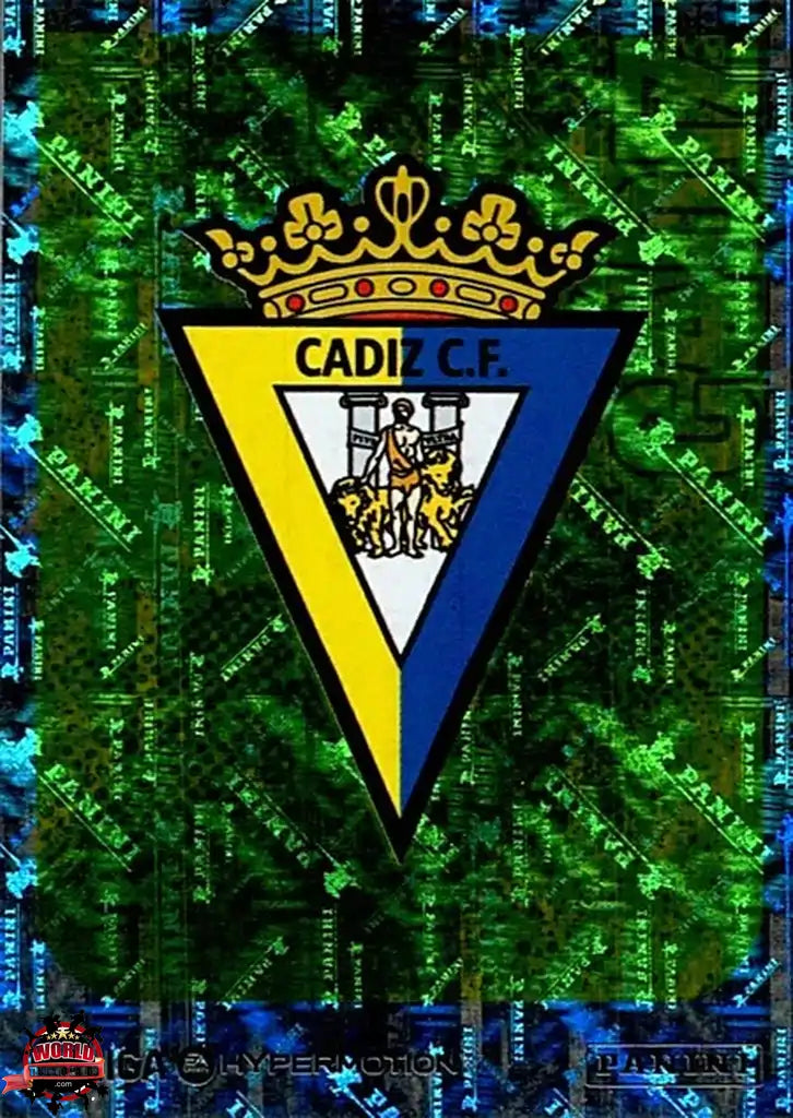 Cromo Trading Card Fútbol-Escudo-Cádiz CF-Panini La Liga HypermotionV 2025-2026-78-Brillante