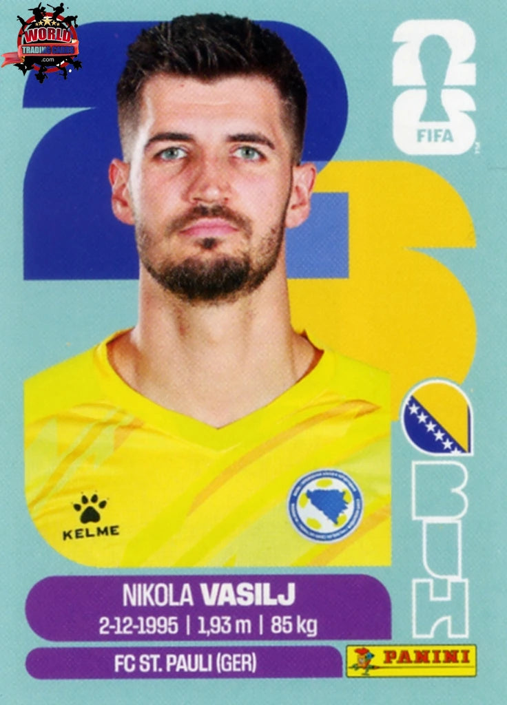 #BIH002 | Panini | Fifa World Cup Stickers | 2026 | Nikola Vasilj | Bosnia and Herzegovina | Base