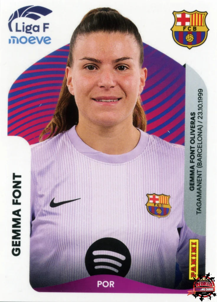 Cromo Trading Card Fútbol-Gemma Font-FC Barcelona-Panini Liga F Moeve 2025-2026-85-Basico