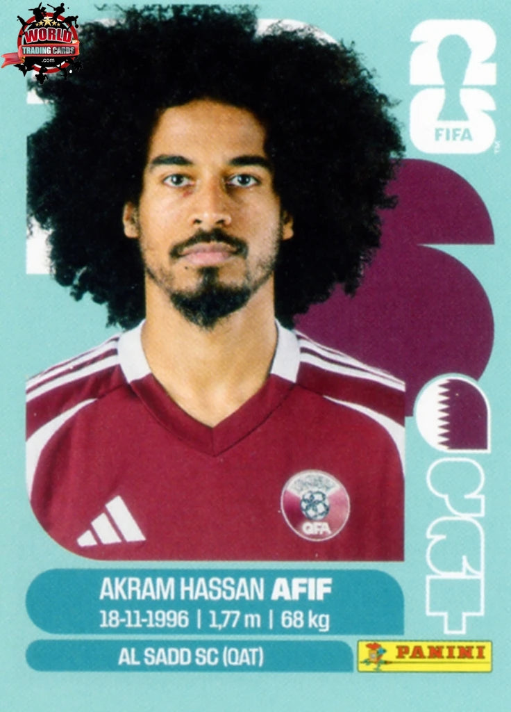 #QAT018 | Panini | Fifa World Cup Stickers | 2026 | Akram Hassan Afif | Qatar | Base - International version
