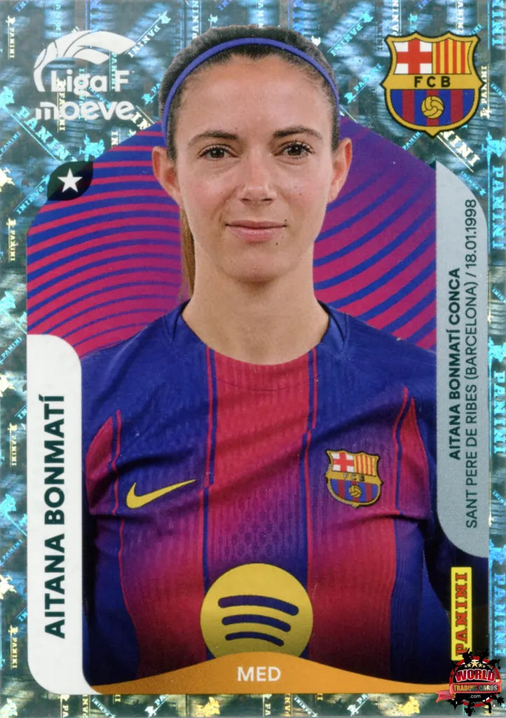 Cromo Trading Card Fútbol-Aitana Bonmatí-FC Barcelona-Panini Liga F Moeve 2025-2026-93-Brillante