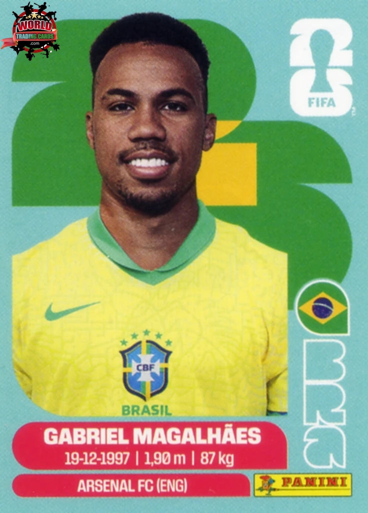 #BRA006 | Panini | Fifa World Cup Stickers | 2026 | Gabriel Magalhães | Brazil | Base - International version