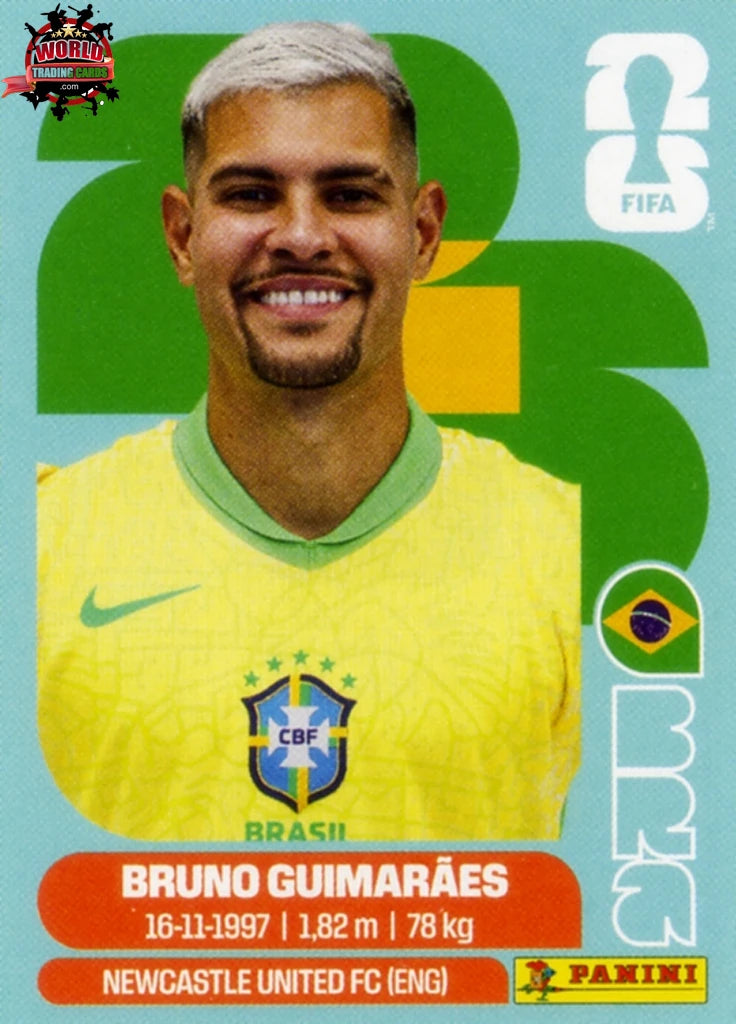 #BRA011 | Panini | Fifa World Cup Stickers | 2026 | Bruno Guimarães | Brazil | Base - International version