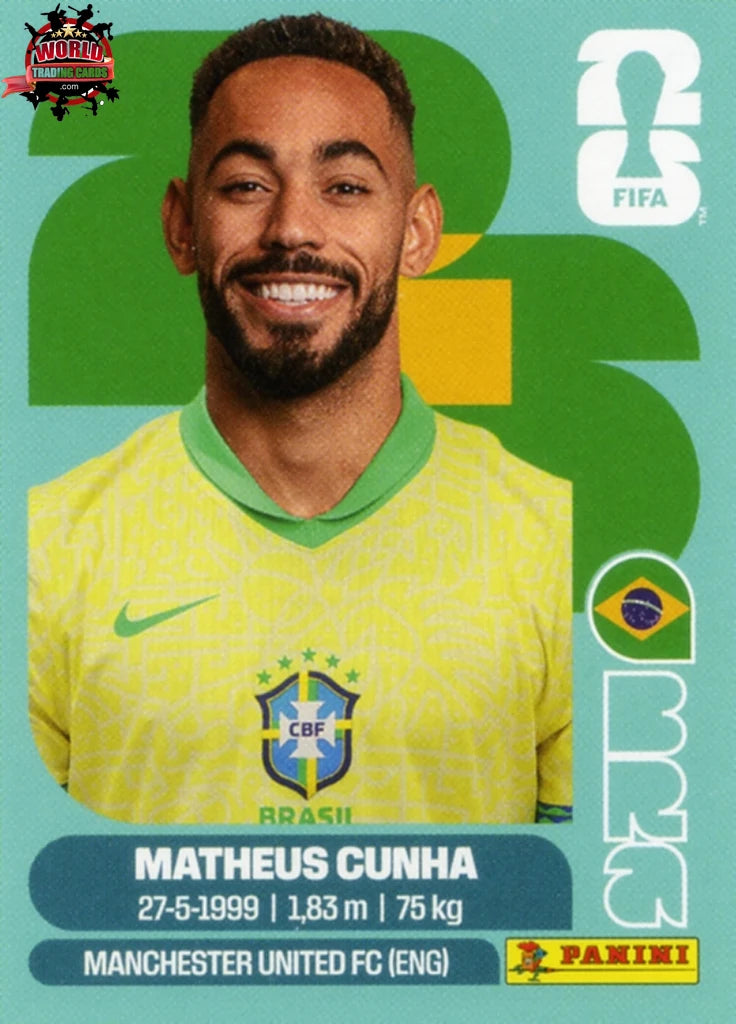 #BRA017 | Panini | Fifa World Cup Stickers | 2026 | Matheus Cunha | Brazil | Base - International version