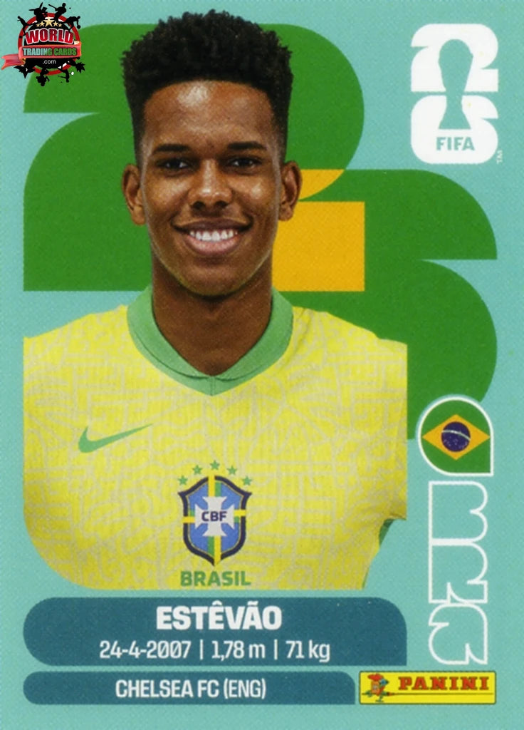 #BRA020 | Panini | Fifa World Cup Stickers | 2026 | Estévão | Brazil | Base - International version