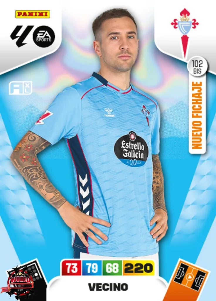#102 Bis | Adrenalyn XL | La Liga | 2025-2026 | Vecino | RC Celta | Nuevo Fichaje