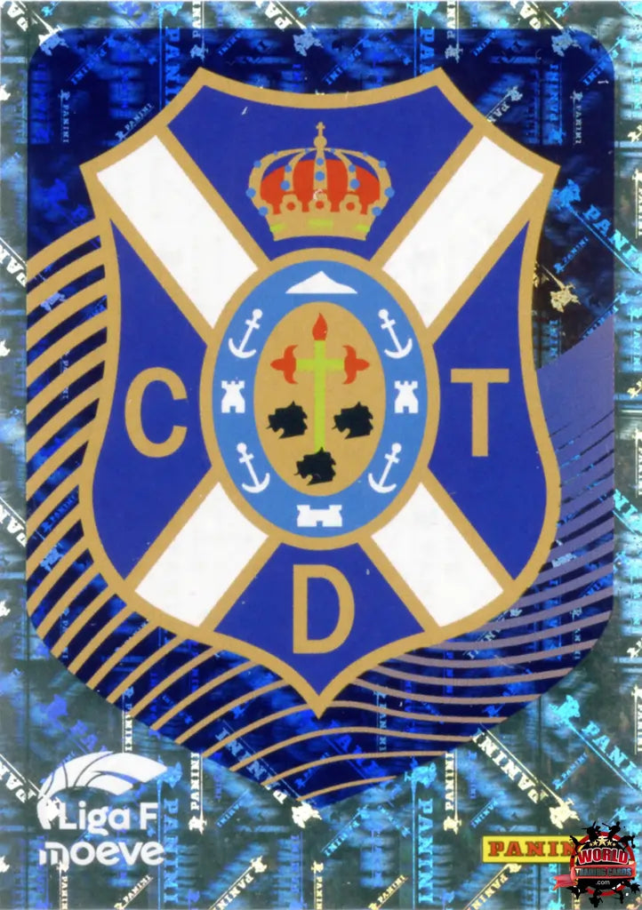 Cromo Trading Card Fútbol-Escudo Costa Adeje Tenerife-Costa Adeje Tenerife-Panini Liga F Moeve 2025-2026-102-Brillante