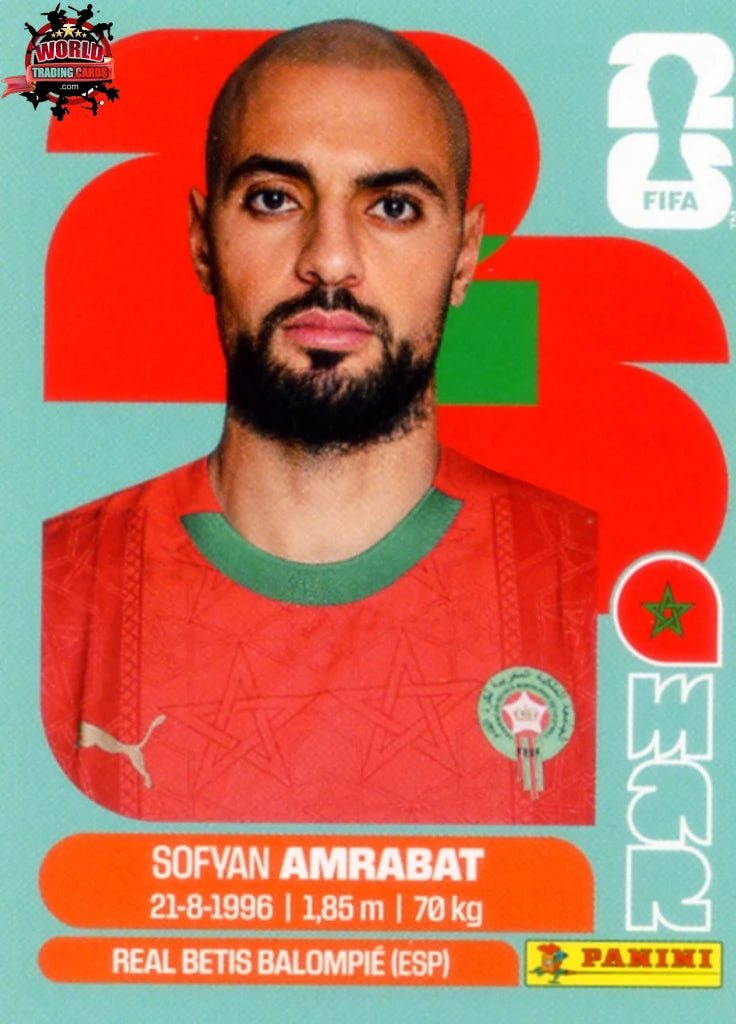 #MAR010 | Panini | Fifa World Cup Stickers | 2026 | Sofyan Amrabat | Morocco | Base - International version