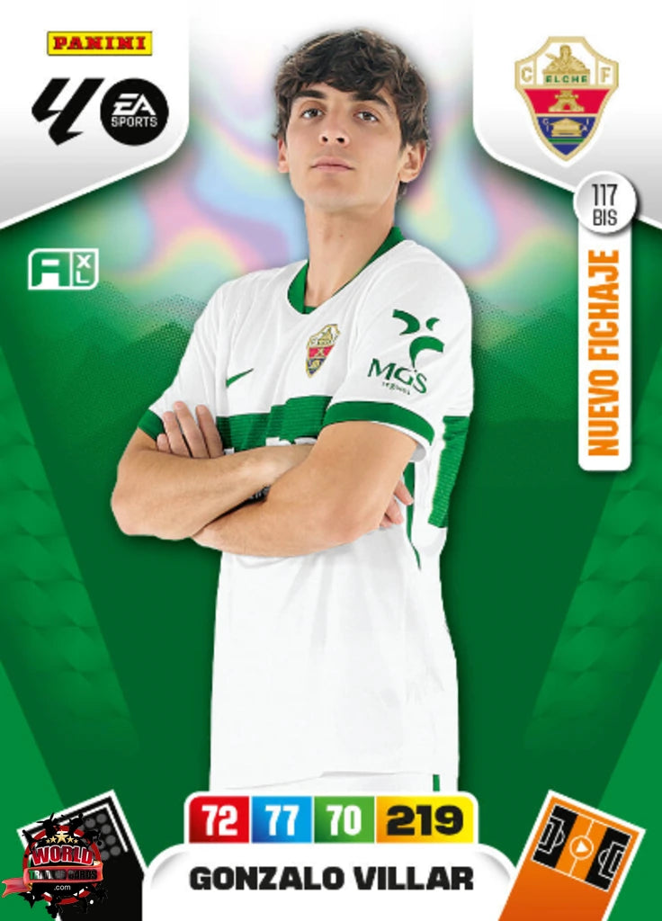 #117 Bis | Adrenalyn XL | La Liga | 2025-2026 | Gonzalo Villar | Elche CF | Nuevo Fichaje