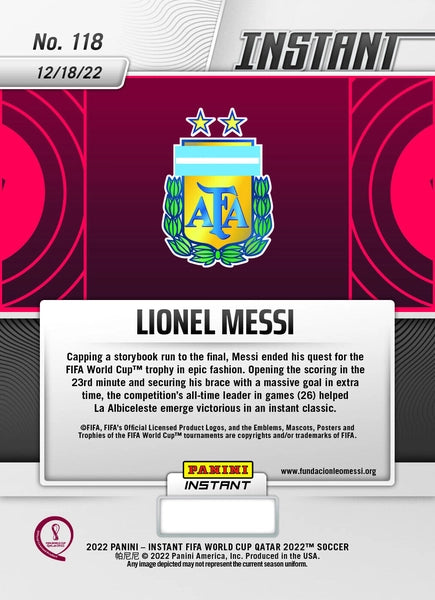 Lionel Messi - 2022 - Panini Instant FIFA World Cup Qatar - #118 - World Trading Cards