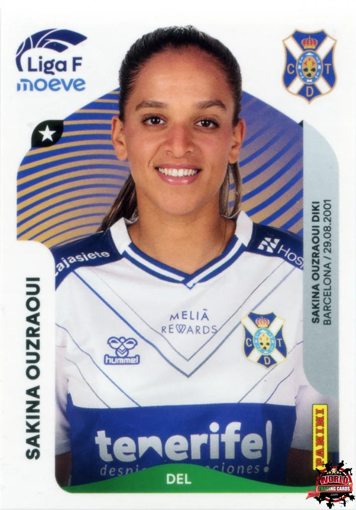 Cromo Trading Card Fútbol-Sakina Ouzraoui-Costa Adeje Tenerife-Panini Liga F Moeve 2025-2026-121 A -Basico