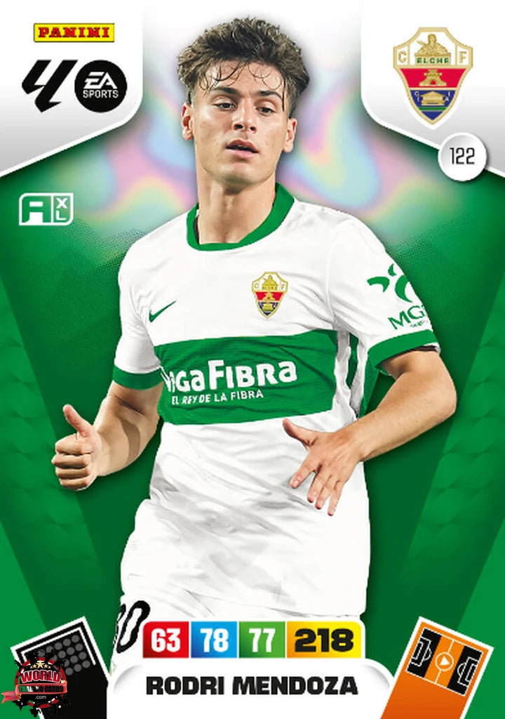 Cromo Trading Card Fútbol-Rodri Mendoza-Elche CF-Panini Adrenalyn