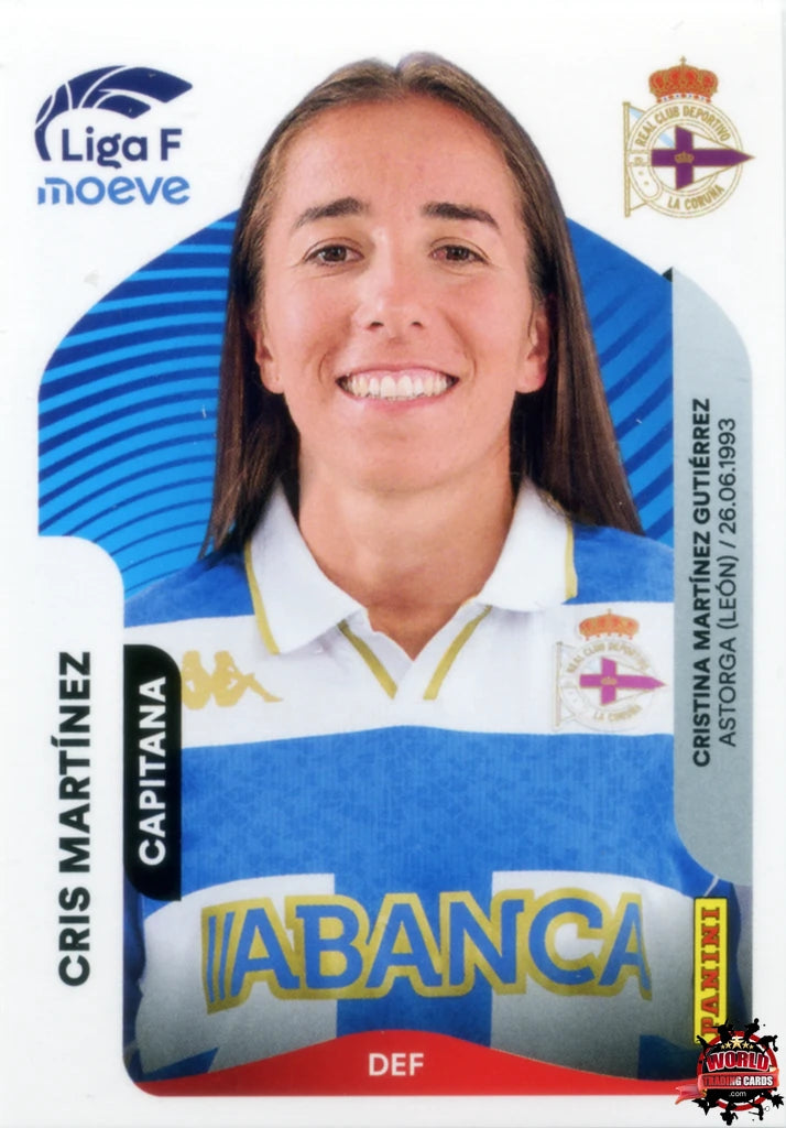 Cromo Trading Card Fútbol-Cris Martínez-Deportivo Abanca-Panini Liga F Moeve 2025-2026-129 A -Basico