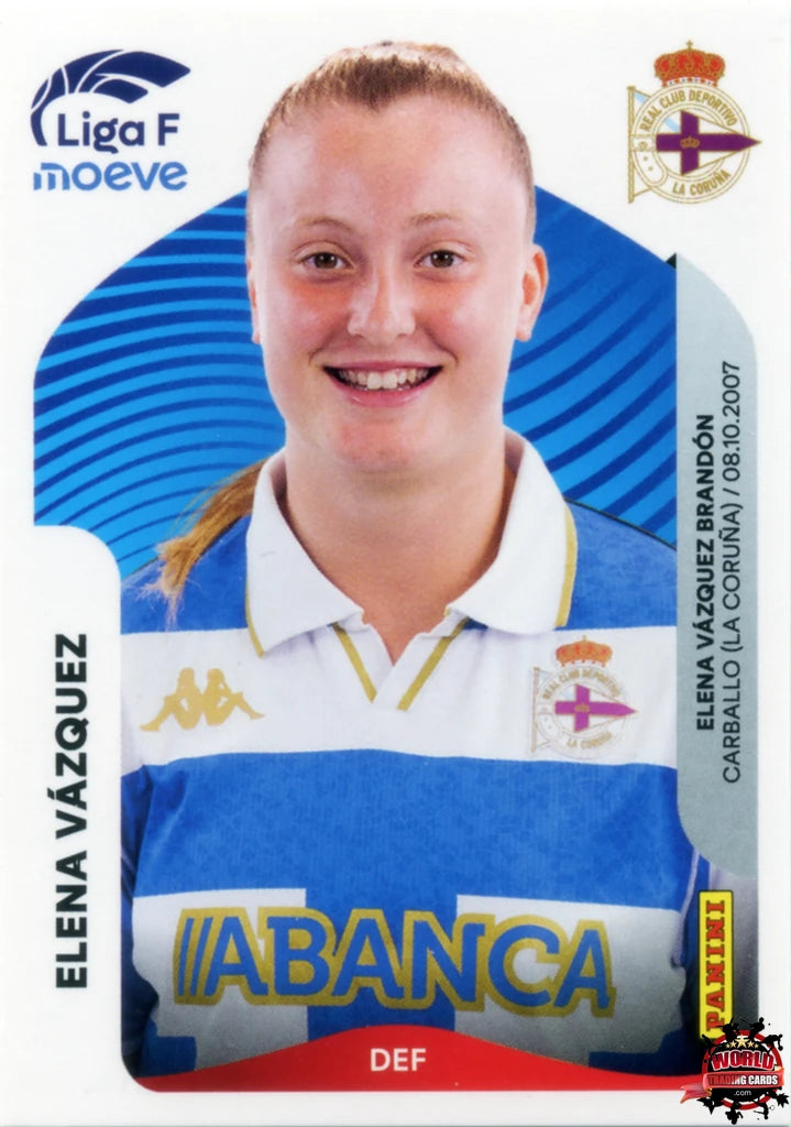 Cromo Trading Card Fútbol-Elena Vázquez-Deportivo Abanca-Panini Liga F Moeve 2025-2026-129 B -Basico