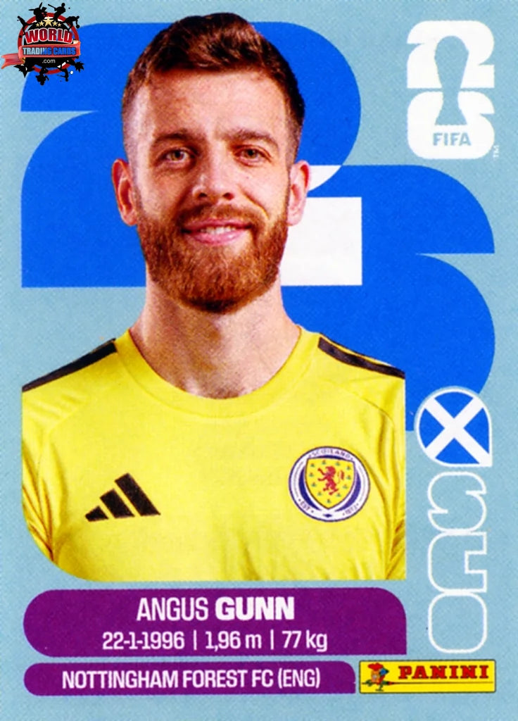 #SCO002 | Panini | Fifa World Cup Stickers | 2026 | Angus Gunn | Scotland | Base - International version