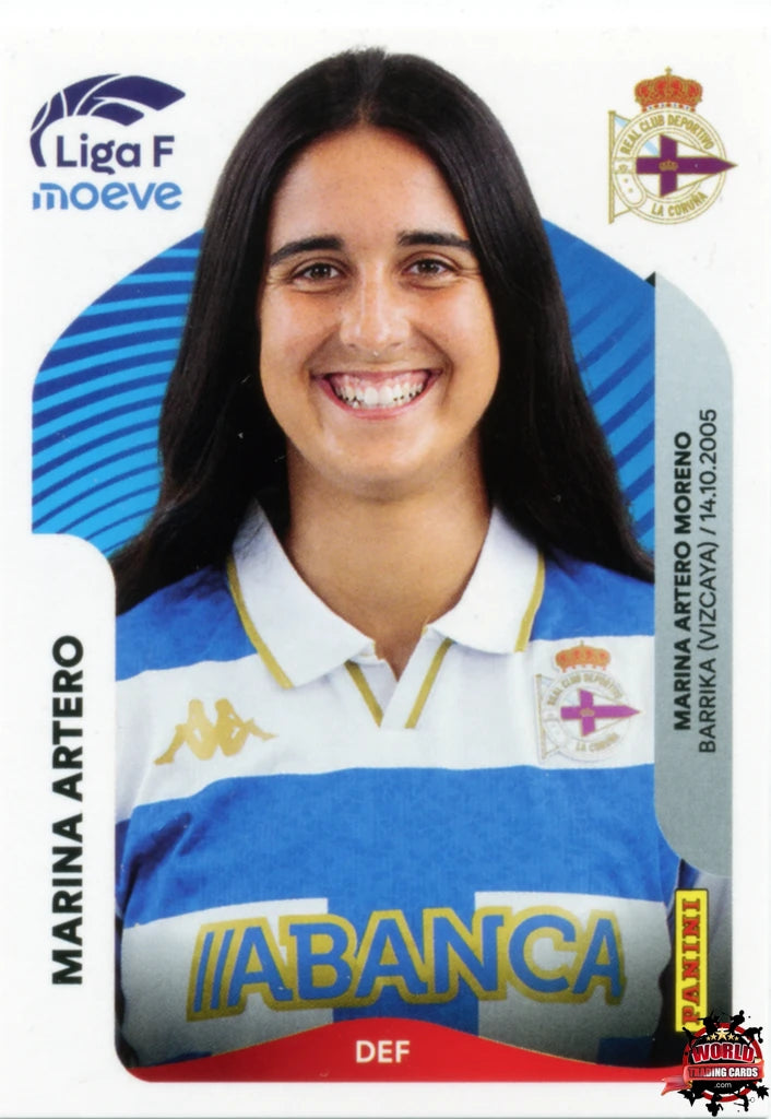 Cromo Trading Card Fútbol-Marina Artero-Deportivo Abanca-Panini Liga F Moeve 2025-2026-131 A -Basico