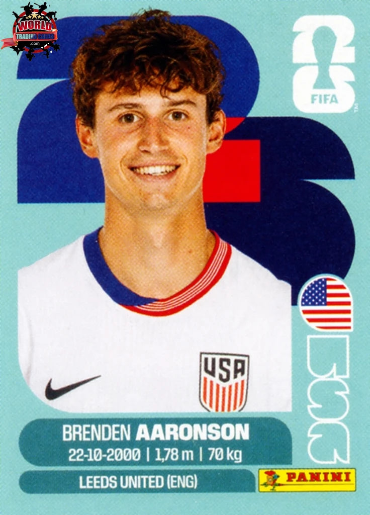 #USA017 | Panini | Fifa World Cup Stickers | 2026 | Brenden Aaronson | USA | Base - International version