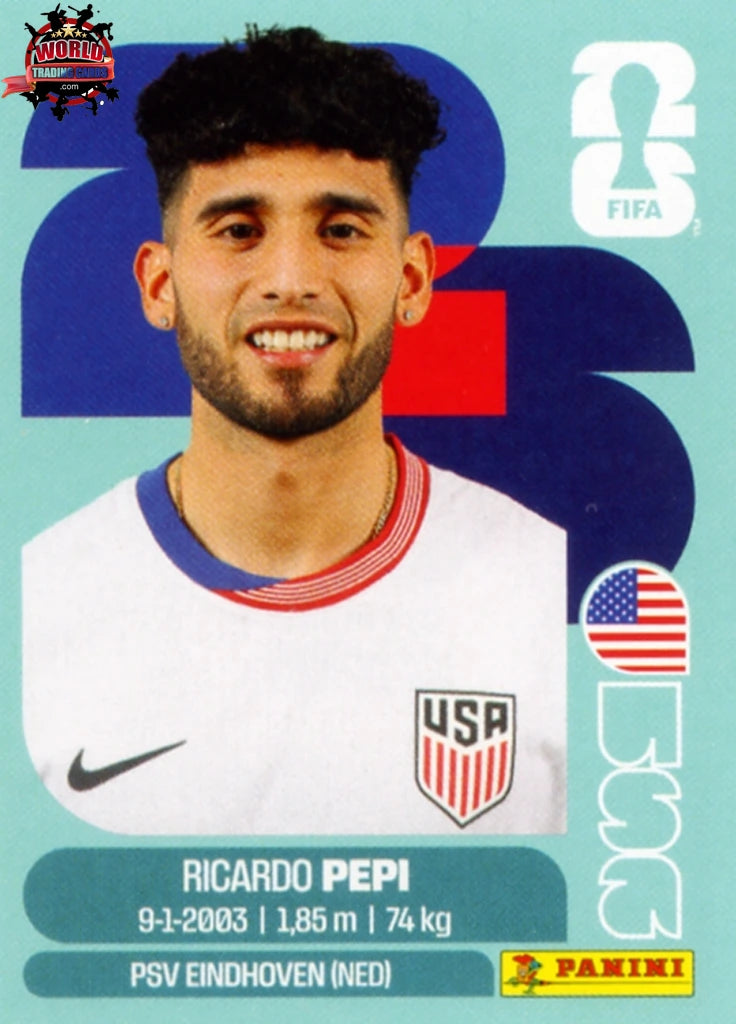 topps リカルド•ペピ　ベースカード Chrome Trading Card Soccer-Ricardo Pepi-USA-Panini Fifa World Cup
