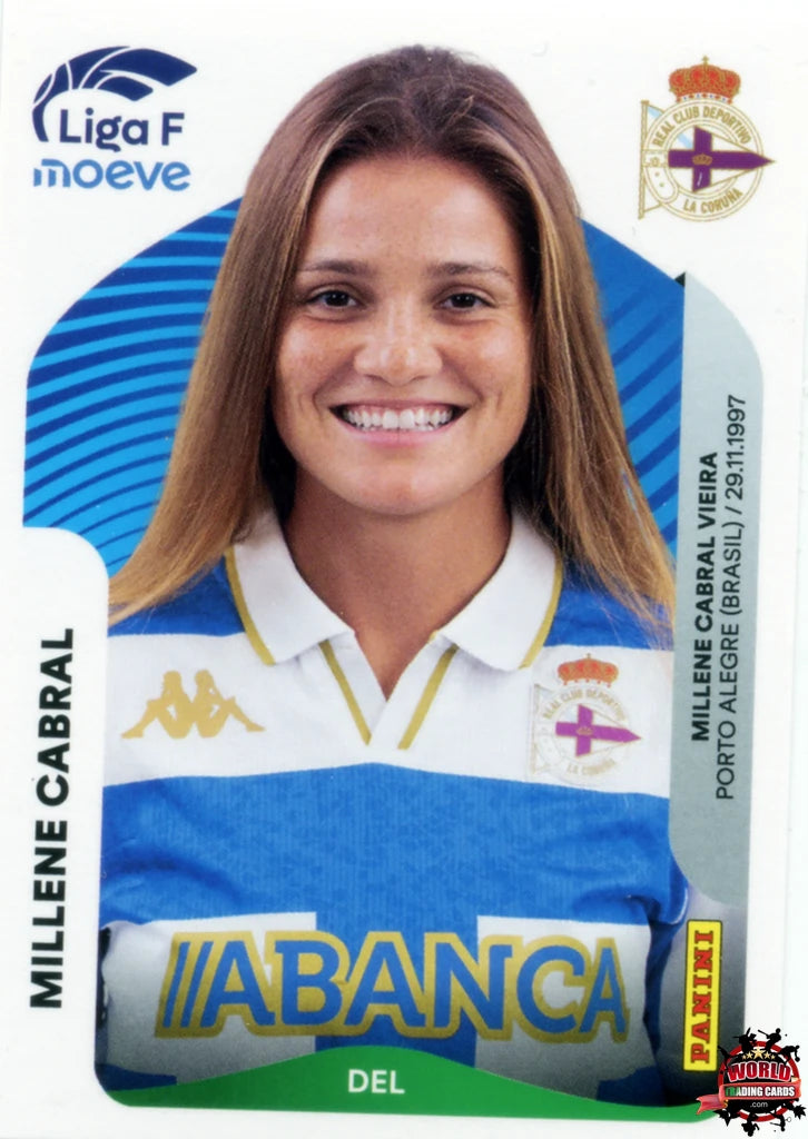 Cromo Trading Card Fútbol-Millene Cabral-Deportivo Abanca-Panini Liga F Moeve 2025-2026-141-Basico