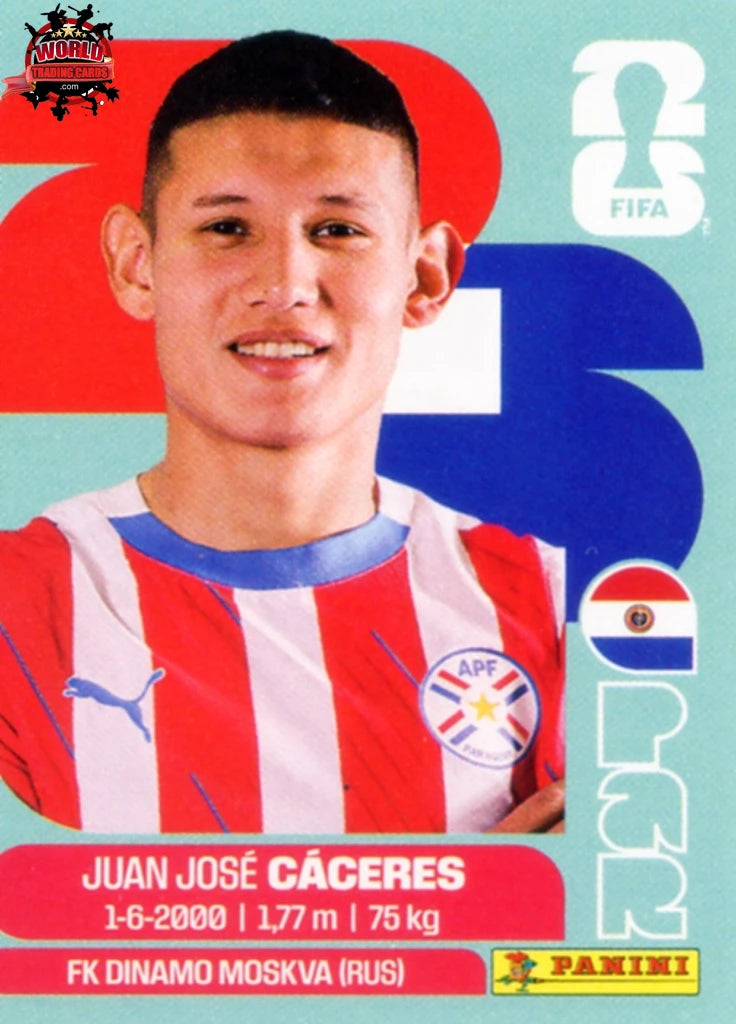 #PAR006 | Panini | Fifa World Cup Stickers | 2026 | Juan José Cáceres | Paraguay | Base - International version