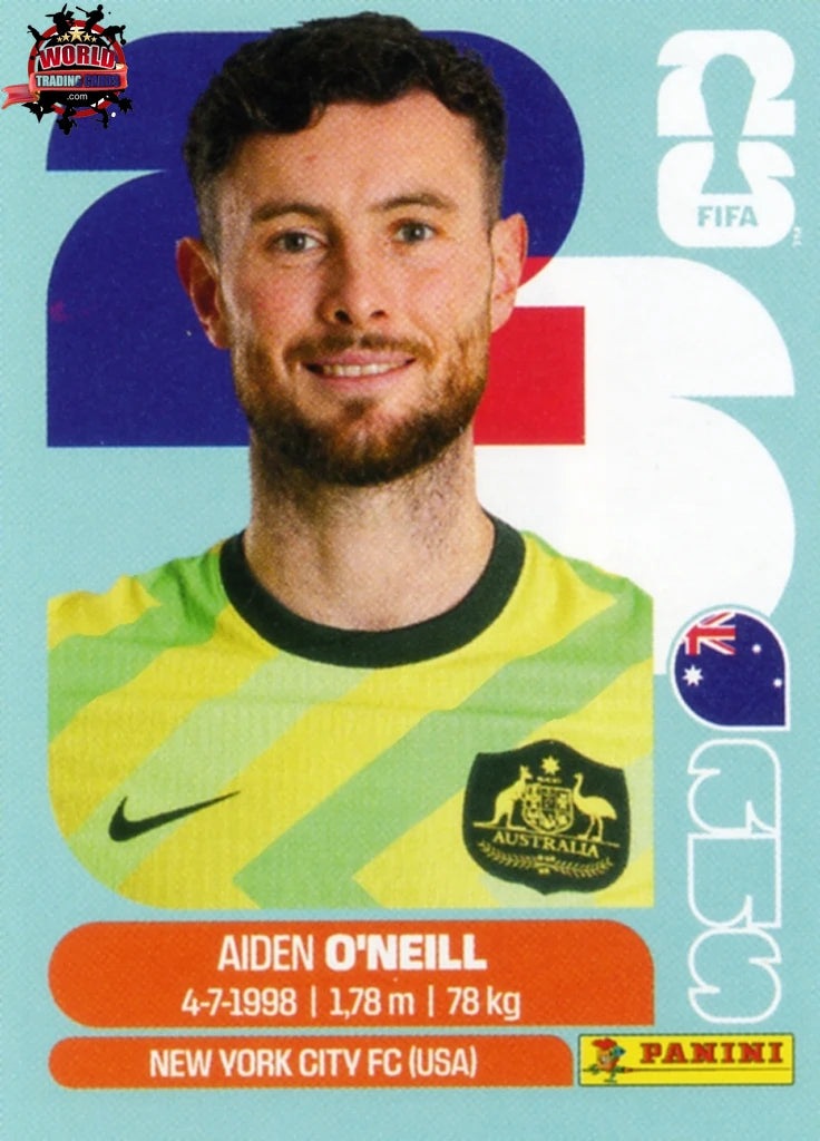 #AUS014 | Panini | Fifa World Cup Stickers | 2026 | Aiden O'Neill | Australia | Base - International version