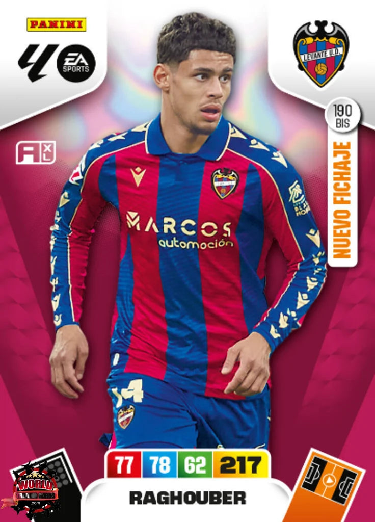 #190 Bis | Adrenalyn XL | La Liga | 2025-2026 | Raghouber | Levante UD | Nuevo Fichaje