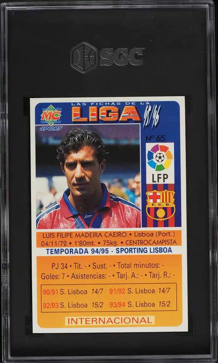 1995-96 Mundicromo Las Fichas De La Liga Soccer Figo #65 SGC 8 NM-MT - World Trading Cards