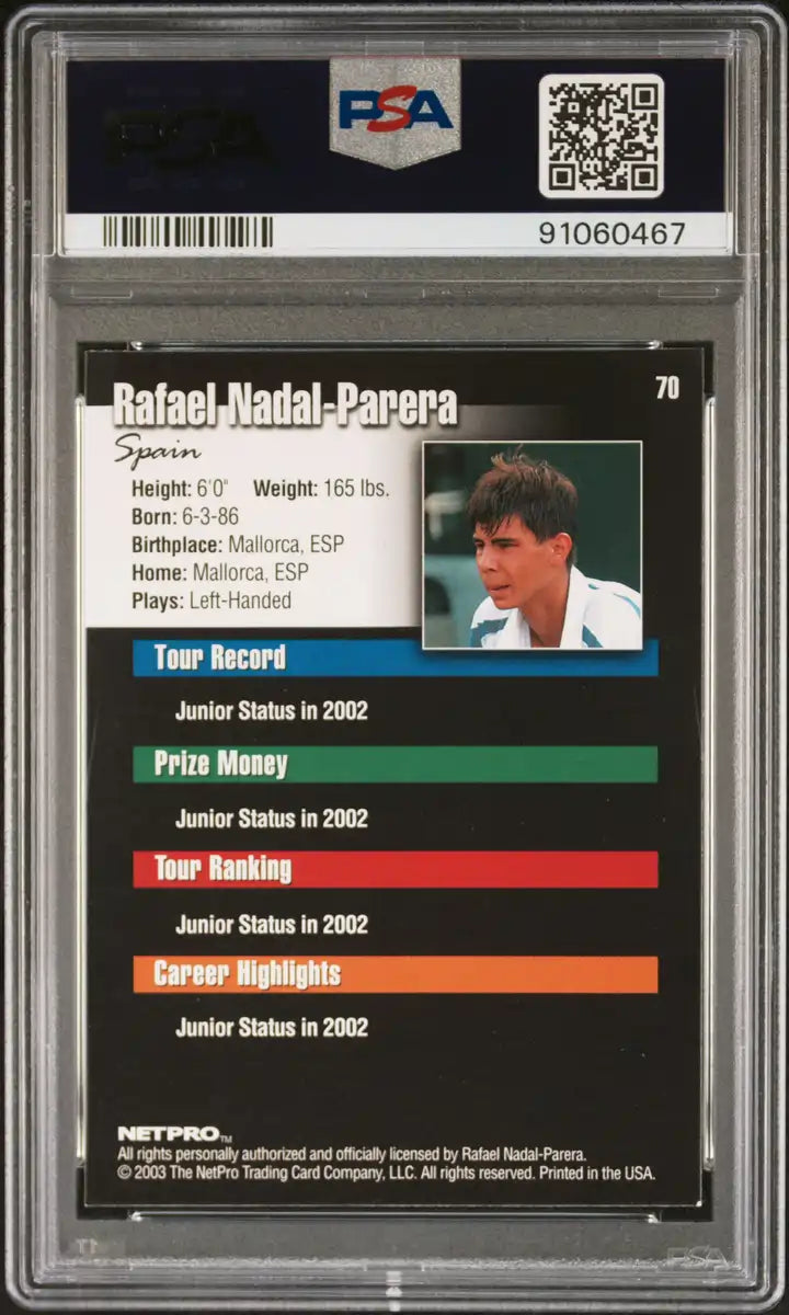 2003 Netpro Rafael Nadal Parera #070 PSA 8 - Rookie RC | World Trading Cards