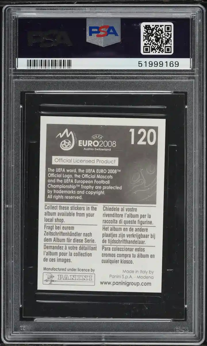 2008 Panini UEFA Euro Sticker Cristiano Ronaldo #120 PSA 6 EXMT