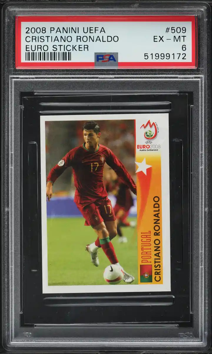 2008 Panini UEFA Euro Sticker Cristiano Ronaldo #509 PSA 6 EXMT