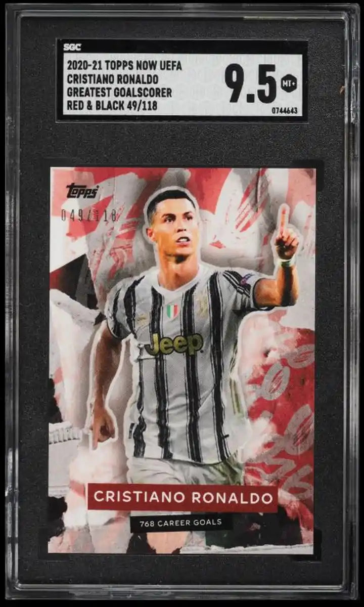 2020 Topps Now UEFA Greatest Goalscorer Red Black Cristiano Ronaldo /118 SGC 9.5