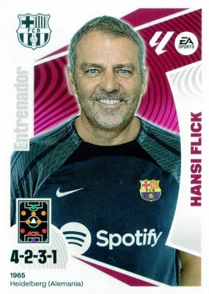 Liga Este-2024-25-Panini-Cromo Trading Card Fútbol- Hansi Flick -Barcelona-2-Básico
