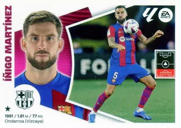 Liga Este-2024-25-Panini-Cromo Trading Card Fútbol- Iñigo Martínez-Barcelona-8B-Básico