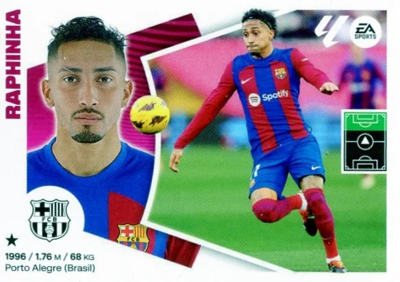 Liga Este-2024-25-Panini-Cromo Trading Card Fútbol- Raphinha-Barcelona-17-Básico