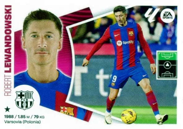 Liga Este-2024-25-Panini-Cromo Trading Card Fútbol- Lewandowski-Barcelona-19-Básico