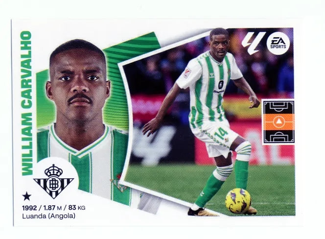 Liga Este-2024-25-Panini-Cromo Trading Card Fútbol- William Carvalho-Betis-14B-Básico