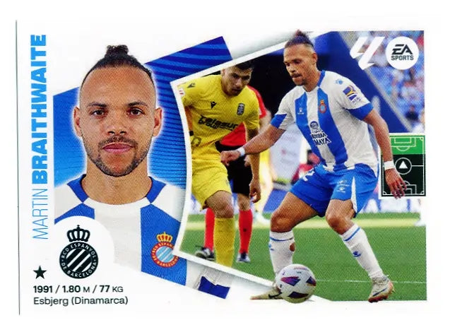 Liga Este-2024-25-Panini-Cromo Trading Card Fútbol- Braithwaite-Espanyol-19-Básico