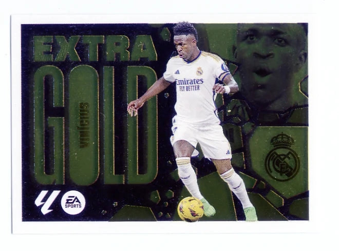 Liga Este-2024-25-Panini-Cromo Trading Card Fútbol- Vinicius - Real Madrid -10-Extra Gold