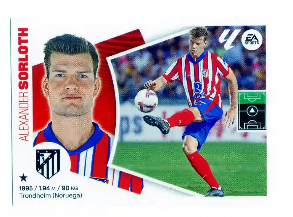 Liga Este-2024-25-Panini-Cromo Trading Card Fútbol- Sorloth - Atl. de Madrid-30-Últimos Fichajes