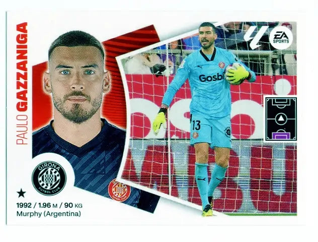 Liga Este-2024-25-Panini-Cromo Trading Card Fútbol- Gazzaniga- Girona-3-Básico