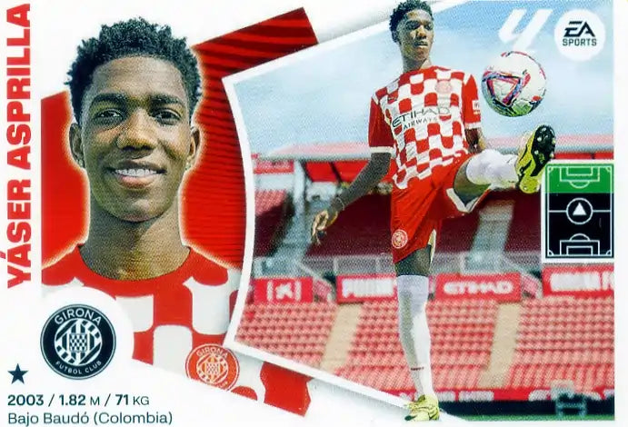 Liga Este-2024-25-Panini-Cromo Trading Card Fútbol- Yaser Asprilla - Girona-18 Bis-Básico