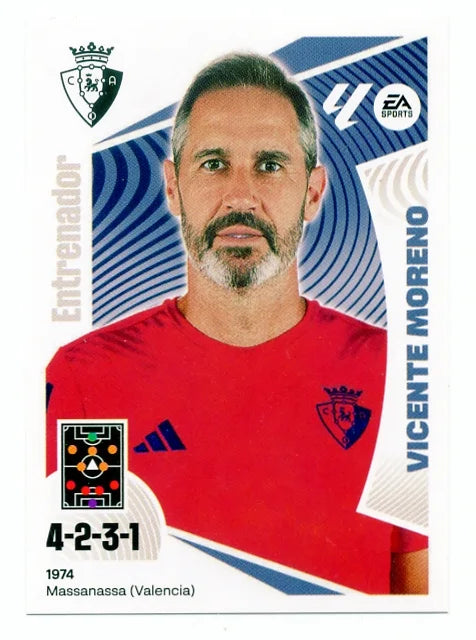 Liga Este-2024-25-Panini-Cromo Trading Card Fútbol- Vicente Moreno -Osasuna-2-Básico