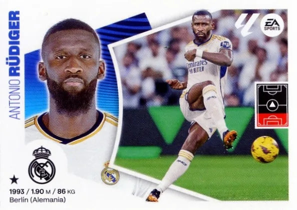 Liga Este-2024-25-Panini-Cromo Trading Card Fútbol- Rüdiger- Real Madrid -8-Básico