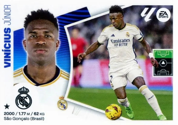 Liga Este-2024-25-Panini-Cromo Trading Card Fútbol- Vinícius- Real Madrid -19-Básico